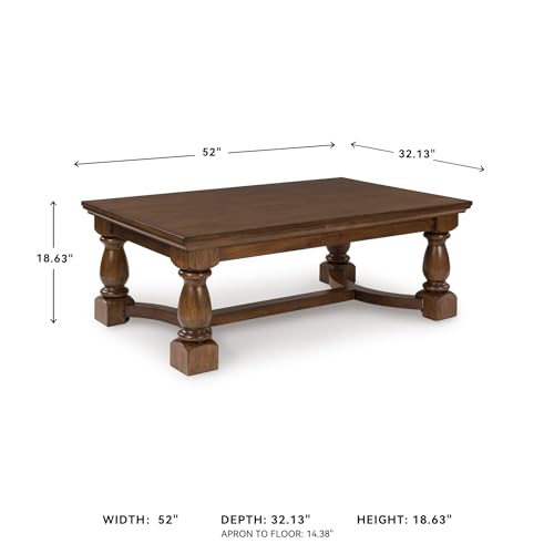 Image of Signature Design by Ashley Sturlayne Transitional Coffee Table with Trestle Base, Dark Brown