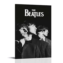 LUISAS Poster décoratif sur toile The Beatles, noir et blanc, impression d’art moderne pour chambre à coucher (20 x 30 cm) - Les Beatles, Paul McCartney, John Lennon, RIngo Starr, George Harrison