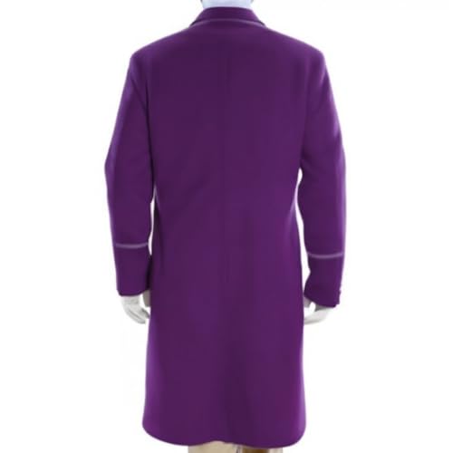 Men's Willy Classic Wonka Purple Velvet Notch Lapel Collar Long Coat3
