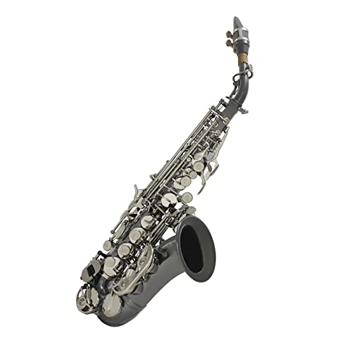 BB Soprano Saxofon Sax, Material de Latón Black Plateado para Jazz y Clásico