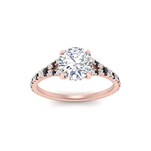 Image of Choose Your Gemstone Round Split Halo Pave Diamond CZ Ring Rose Gold Plated Round Shape Halo Engagement Rings Matching Jewelry Wedding Jewelry Easy to Wear Gifts US Size 4 to 12