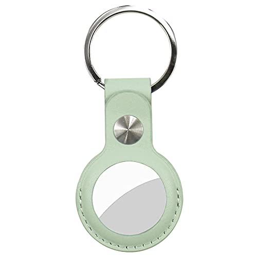Funda para AirTag Cuero Genuino, Cubierta Protectora con Llavero Anillo, Anti-Arañazos - Verde 2