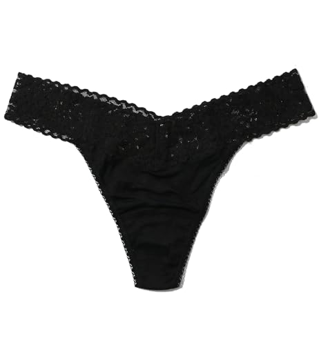 Hanky Panky Women's DreamEase Original Rise Thong 3 Pack, Black/Chai/Spotted4