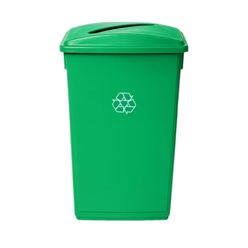 Image of 23 Gallon Slim Rectangular Garbage Can - with Paper Slot Lid - Green