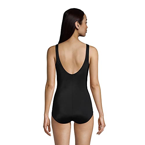Lands' End Womens Chlorine Resistant Tugless Tank Soft Cup One Piece Swimsuit Black Regular 12 #TOP1