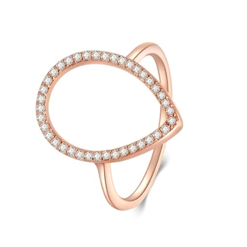 Stfery Anillos de compromiso para mujer, talla redonda, moissanita, oro rosa de 14 quilates, anillo 45 (14,3)-62 (19,7)