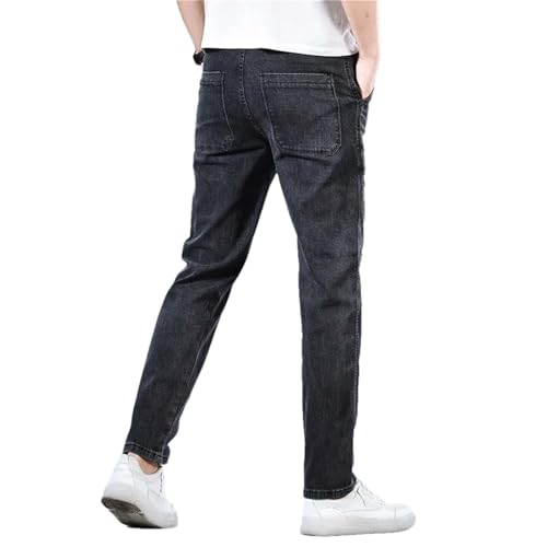 Hndudnff Men's Casual Multi-Pocket Cotton Jeans Slim Fit Stretch Straight Denim Pants
