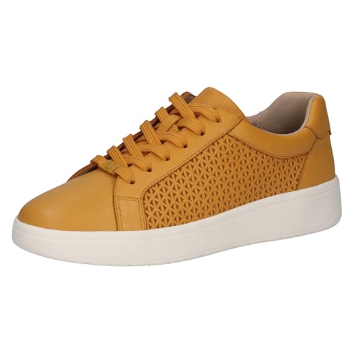 CAPRICE Damen Sneaker flach aus Leder mit Schnürsenkeln, Gelb (Yellow Nappa), 39 EU