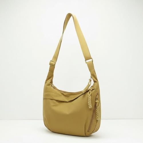Image of GLOSSY Nylon Crescent Crossbody Sling Bag For Women and Girls, 3 Zippers, Lightweight, Travel and Casual use