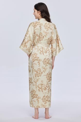 Image of PRODESIGN Kimono Robe for Women - Long Satin Sleepwear Silky Kimono Cover-Up Nightgown Japanese Bathrobe Loungewear Blouse