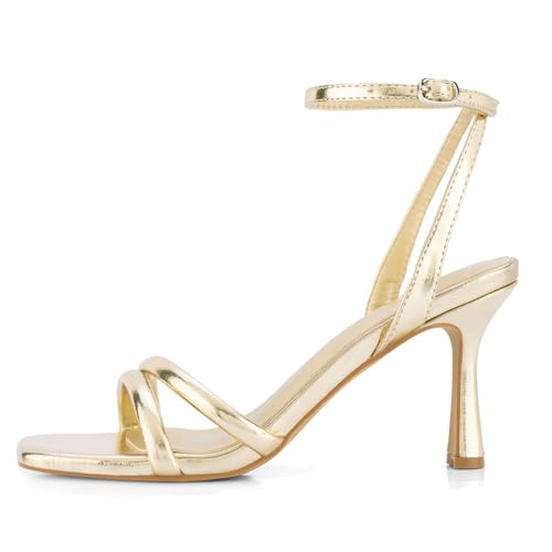 Shoe'N Tale Women's Strappy Heels Sexy Stilettos Summer Heeled Sandals High Heel Ankle Buckle Square Toe Dressy Shoes2