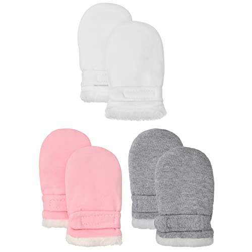 Baby Winter Mittens Newbron Adjustable Stay-On 0-12 Months Warm Gloves Sherpa Lined Fleece Infant Mittens Winter for Boy Girl