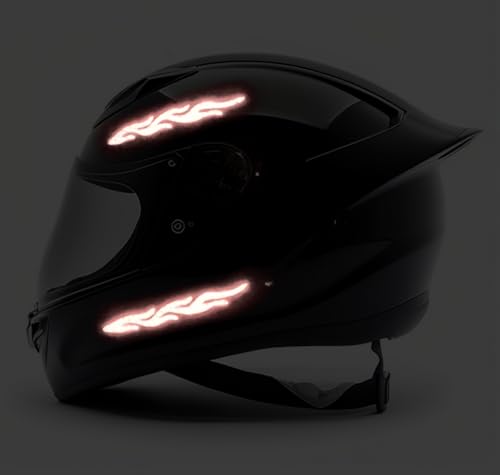 Image of customTAYLOR33 High-Intensity Grade Premium Reflective Tribal Flame Helmet Decals, Motorcycle Safety Sticker Decals (Special Edition Light Pink)