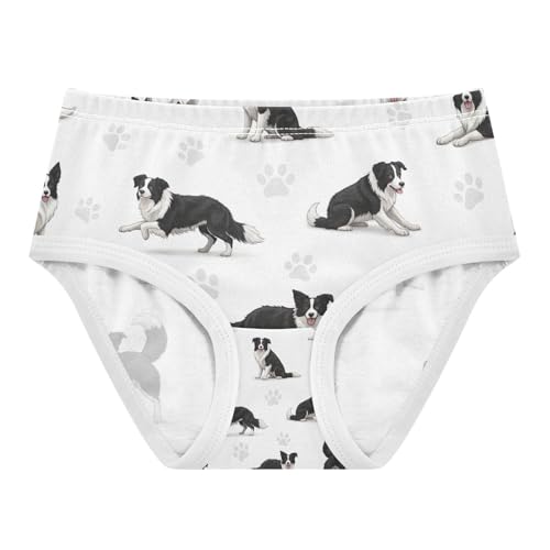 Toddler Girl Briefs, Black White Dogs Paw Cotton Girls Underwear, 2T–8 Years