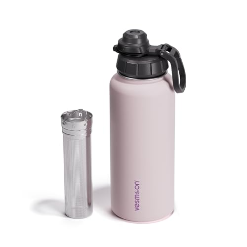 Comparison: Best Tea Infuser Water Bottle 7 Vesmoon Vessence Tea Infuser Bottle - 32 Oz Insulated Loose Leaf & Fruit Infuser Bottle | Leak Proof with FlowSip Lid