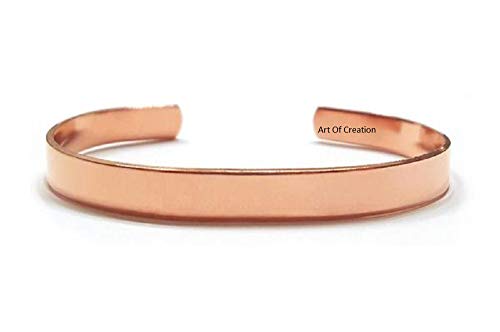 Art Of Creation Handmade Tibetan Pure Copper Bracelets For Men And Women Plain Cuff Solid Bangle | Adjustable Spiritual Carpal Tunnel Yoga Jewelry | For Unisex India Pattern #TOP3