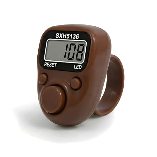 Image of Digital Hand Tally Counter, LED Display, Ring Design, Reset Button(Pack of 1) (Brown)