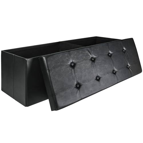 Luminexis Foldable Storage Ottoman Bench, 43" Faux Leather Foot Rest
