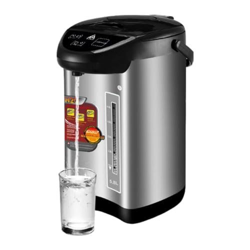 pisipe 電気ポット 5.8L節電対策 簡単操作 ポット マイコン式 保温温度調整 安全ロック機能 水位窓 ロック機能家庭用電気湯たんぽ 自動保温 再沸騰 給湯 節 過昇温度防止 省エネ 保温 シンプル 湯沸かし 湯沸し器安全設計 (ブラック)