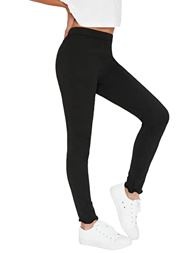 Milumia Girls High Waist Leggings Lettuce Trim Tights Workout Yoga Skinny Pants
