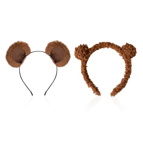 2 diadema de urso, lindos diadema de pelúcia, diadema de cosplay, diadema para lavar o rosto, acessórios para fotos de festa