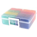 SYUTBOU Foto Aufbewahrungsbox 16 Fächer, Fotobox für 15 x 10 cm Fotos, Bunt Foto Organizer Box Fotohalter zur Aufbewahrung