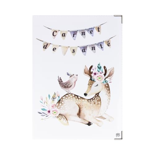 Color Pop Protège carnet de santé enfant – Fabrication Française – pvc imprimé – Pour carnet de santé, ordonnance- 22 x 16 cm (Imprimé Bambi)