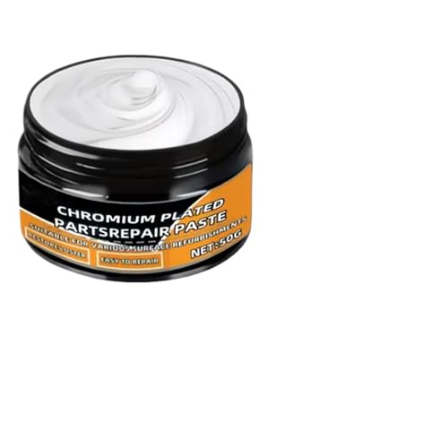 Limpiador de Cromo para Coche - Pasta Reparadora de Llantas 50g | Con Esponja para Reparación de Arañazos en Vehículos - para Barcos, Neumáticos, Camiones, SUV, Autocaravanas, Manillas, Parachoques, C