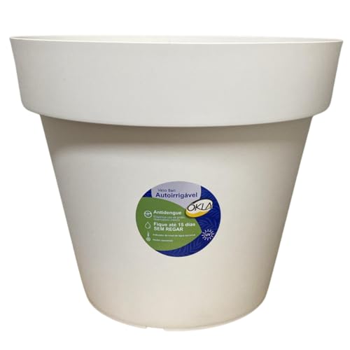 Vaso Autoirrigável Bari Com Rodas 27Litros Okla (Branco)