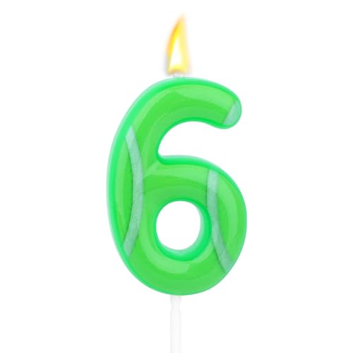 Vela de Cumpleaños de Tenis, Vela con Número Verde Adorno Tarta Decoración para Tarta Fiesta Temática Deportiva Suministros Decoración para Fiesta con Temática Pelota Tenis (6)