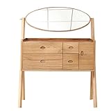 DECORN Vintage Vanity Desk with Mirror Dressing Table with 5 Drawers Antique Makeup Table Makeup Vanity Set for Women Girls