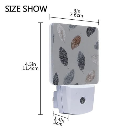 Luz Nocturna LED Sensor Gris con Diseño Pequeñas Plumas miniatura 3
