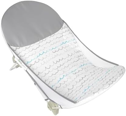 The First Years Sure Comfort Folding Baby Bather - Foldable Baby Bath Seat and Lounger for Home or On the Go - for Sink or Tub Use - Non-Slip Seat - For Up to 15 Lbs
