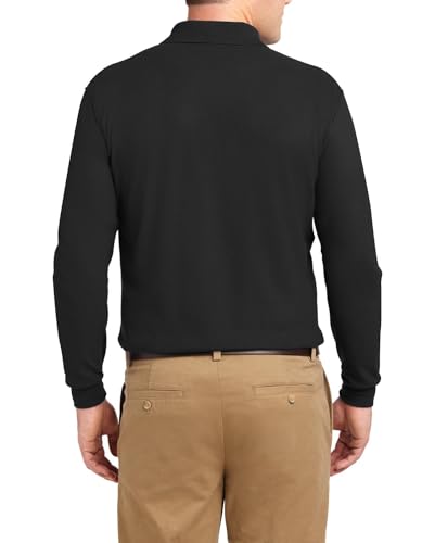 Men's Clergy Tab Collar Polo Shirt Long Sleeve Pastor Minister Preacher Shirt Priest Tops Black3