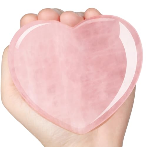 ideayard-Big-Rose-Quartz-Heart-72-75mm-Love-Healing-Crystal-Meditation-Palm-Stone-Quartz-Worry-Stone-for-Relieve-Anxiety-Stress-Tool