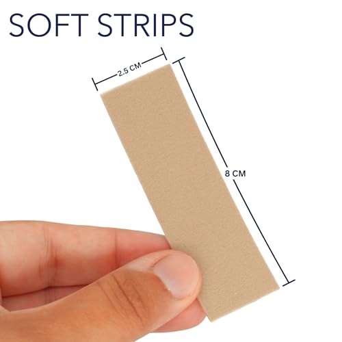 URSA Tape Stretchy Moleskin Fabric Tape | 30 Strips, Heavy-Duty Blister Prevention, No-Residue Bandages for Feet & Body Tape for Fabric | Beige Moleskin (3.14 x 0.98in)