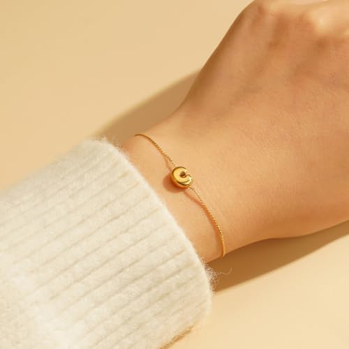 14K Gold Plated Bracelet for Women - Dainty Letter C, Personalized Hypoallergenic Non Tarnish, Christmas Birthday Gifts Trendy Jewelry