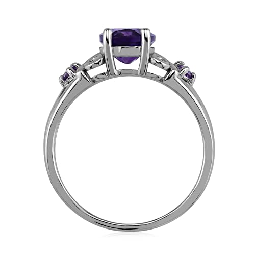 Silvershake Genuine 1.7 CTW African Purple Amethyst 9X7mm 925 Sterling Silver Victorian Style Engagement Ring January Birthstone Gemstone4
