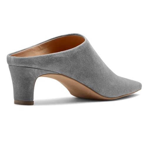 SHODENSE Women Chunky Heel Mules Closed Square Toe Mule Heels Suede Slip On Backless Pumps 2 inch Mid Block Heel Dress Mule Shoes Comfy Casual Office Ladies Heeled Slippers Basic Chic 4-11 M US2