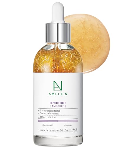 Coreana AMPLE:N Ampoule Peptide Shot 3,38 fl. oz. (100 ml) - Sérum raffermissant pour le visage Anti-âge et anti-rides ultime, Booster Tri-Peptides, Visiby Plump, Soin de la peau rajeunissant