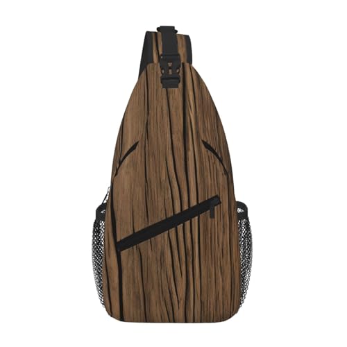 Wood Grain Printing Fashion Sling Bag For Men Chest Shoulder Backpack Crossbody Motocycle Daypack For Travel Hiking