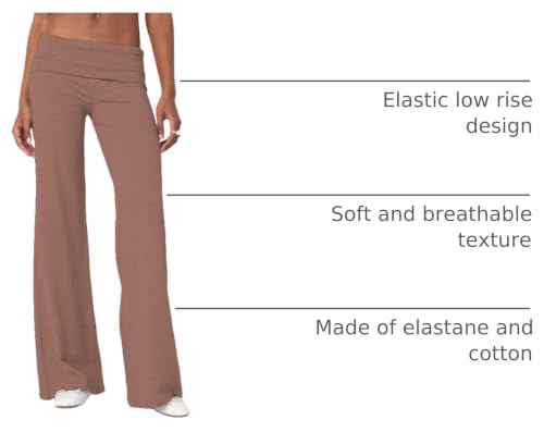 Image of Lounge Yoga Pants for Women Fold Over Low Waist Wide Leg Bell Bottoms | Y2K Foldover Pants, Flare Leggings, Low Rise Yoga Sweatpants