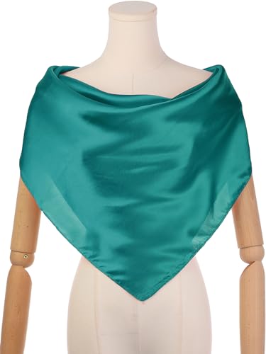 Women Solid Satin Scarves, 35"x35" Large Square Silky Neck Scarf Neckerchief Head Wrap Bandanas2