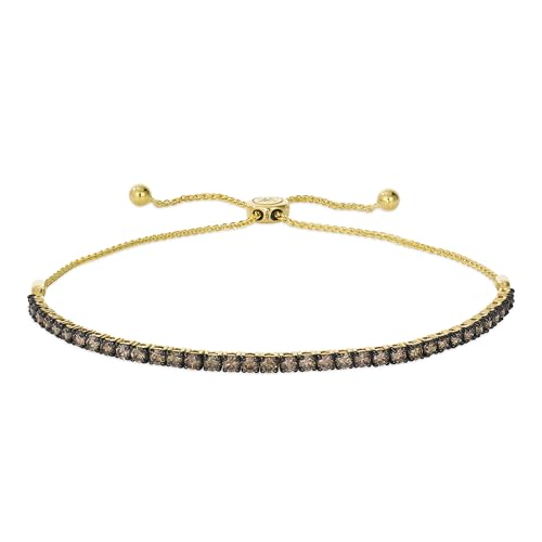 LE VIAN 2 Carat Chocolate Diamond Bolo Bracelet for Women I 14K Yellow Gold Bracelet for Her (Brown, 2.00 Cttw) 6 Inches Long Adjustable With Bolo Clasp