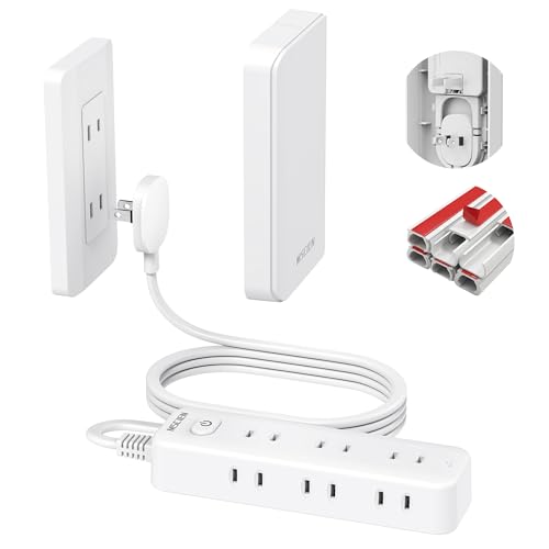 Mscien エムサイン コンセントカバー 電源タップ 9個口 2m 延長コード 雷ガード 薄型 赤ちゃん 子供保護 二重プラグ固定 取り外し可能 一括スイッチ 壁掛け 配線保護の商品画像（Amazon）