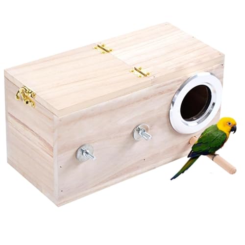 Qumkpo 巣箱 野鳥の巣箱 ミニ木製鳥の巣屋敷 天然松/桐材 箱の穴の大きさ 5.5 家の中 屋外 簡単なインストール あらゆるタイプの小型および中型の鳥に適しています 19.5*12*12cm (木の色)
