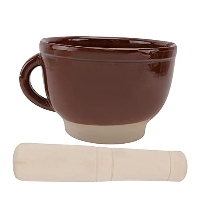 KICHOUSE 1Set Ceramic Garlic Grinder with Wooden Pestle Kitchen Tools for Crushing Spices and Seasonings Ergonomic Design for Easy Use Functional and Decorative Garlic Bowl