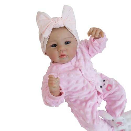 Lonian Reborn Babies Puppen 17 Zoll realistische Neugeborene Mädchen lebensechte echte Baby offenes Auge Weichheit Stoff Körper, der niedlich Aussehen Kleinkind Silikon Vinyl Gliedmaßen – Bild 7