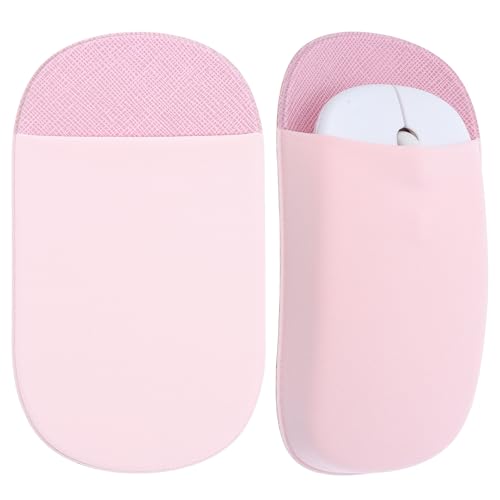 Image of Slim Mouse Holder for Laptop, Universal Wireless Mouse Sleeve Pouch for Laptop Stick on, Pink Adhesive Computer Mouses Pocket Holder Case, No Glue Residue