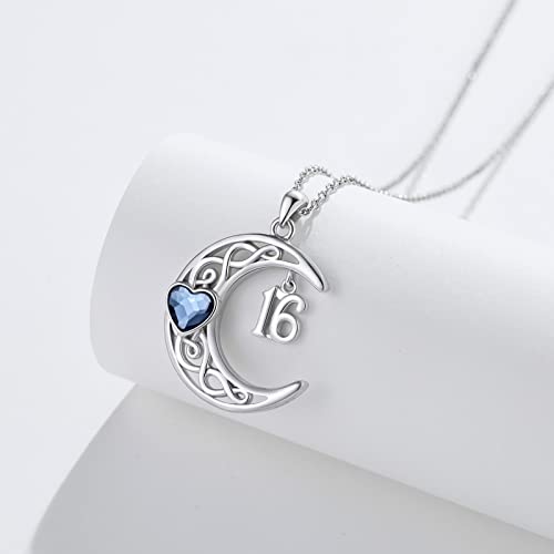 18 Year Old Girl Birthday Gifts/ 10th/13th/16th/21th/30th/40th/ 50th/60th/70th Birthday Gifts for Girls Daughter 925 Sterling Silver Celtic Knot Moon Pendant Necklace for Women Girls Mothers Day Christmas Anniversary Graduation Jewelry3